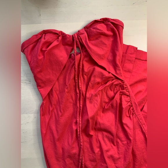 ZARA Halter Fuchsia Linen Cut Out Midi Dress - Picture 3 of 7